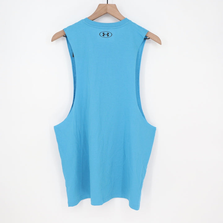 Under Armour Mens Left Chest Cut Off Tank Blue Muscle Tee Large