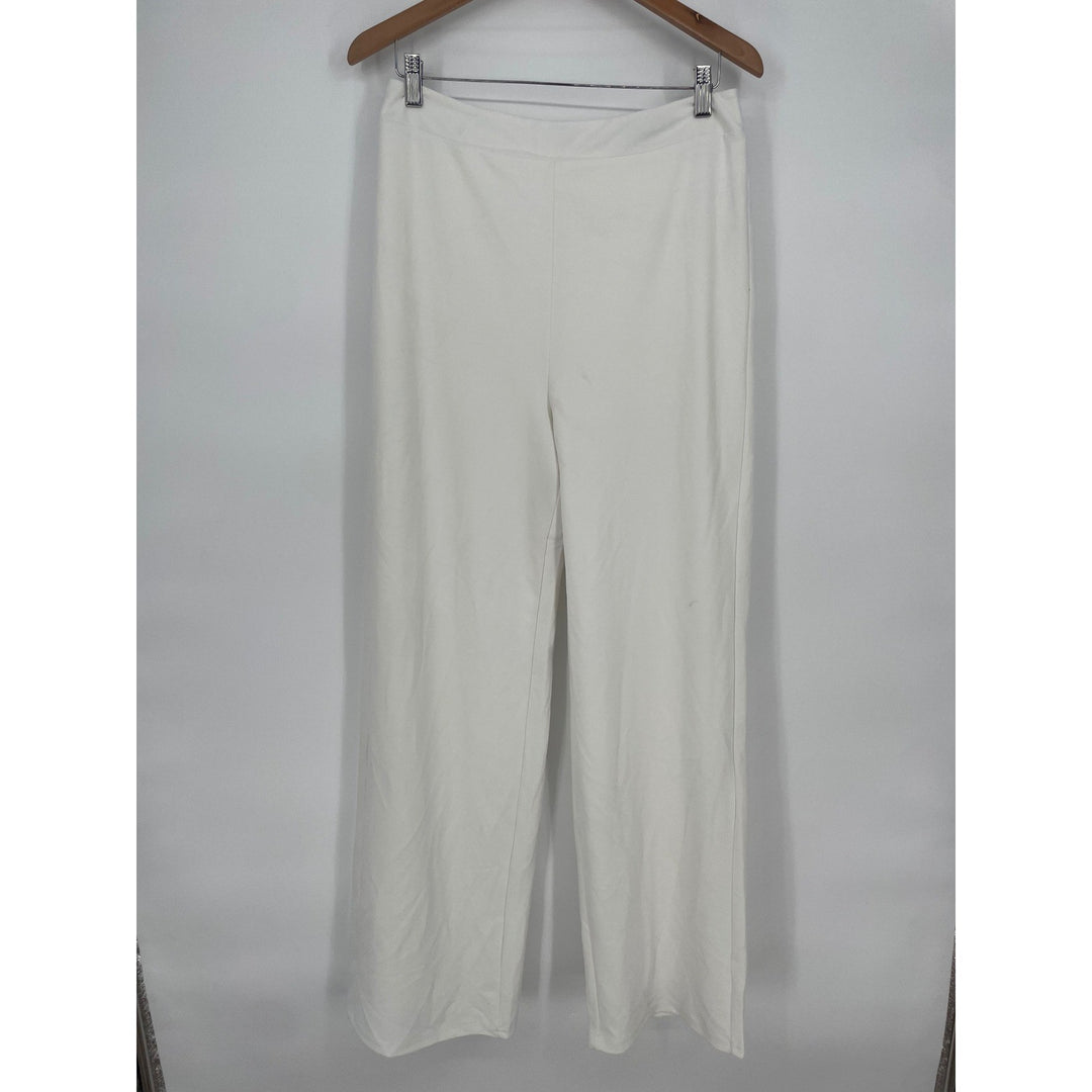 Lulus Wide Leg Palazzo Pants Cream Size L Polyester Spandex Flowy