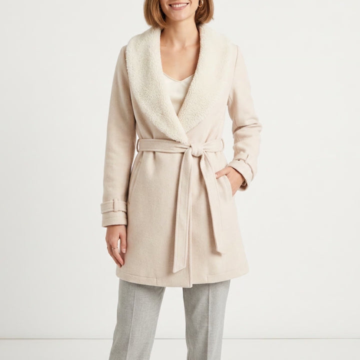 Anthropologie Saturday/Sunday Cardigan Sweater Womens S Blush Fur Shawl Collar
