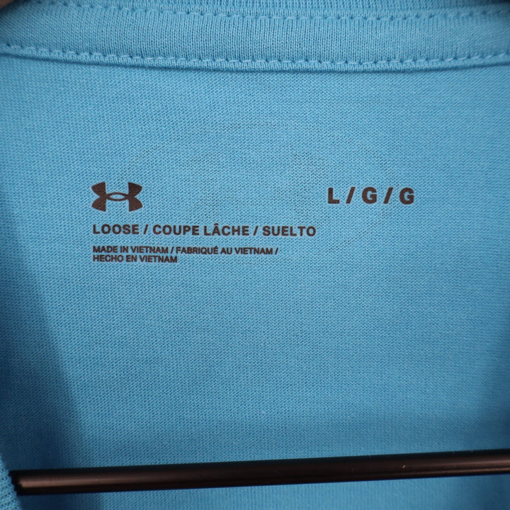 Under Armour Mens Left Chest Cut Off Tank Blue Sleeveless Gym Shirt 1329286 L