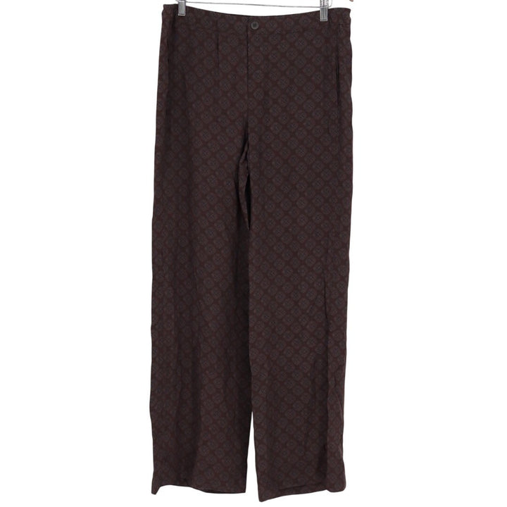 Vince Silk Jacquard Wide Leg Pants Size Medium Brown Geometric Pattern