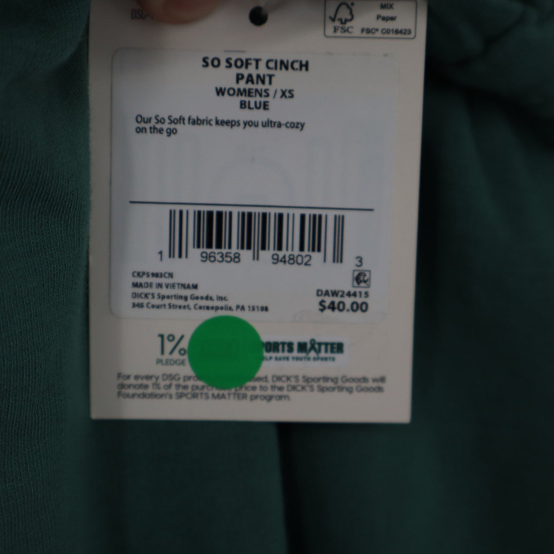 DSG So Soft Cinch Pant Womens XS Green Jogger Sweatpants