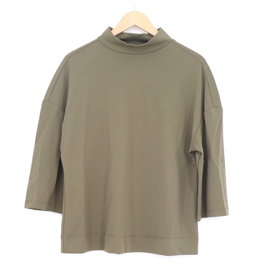 Halston Womens Mock Neck 3/4 Sleeve Top Olive Green Size S