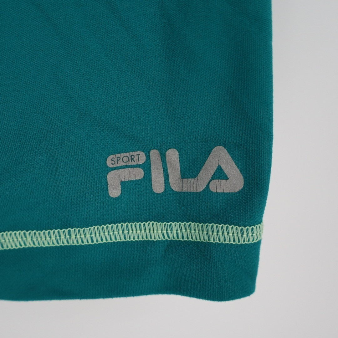 Fila Sport T Shirt Women XL Green Stretch Crew Neck Raglan Short Sleeve Pullover