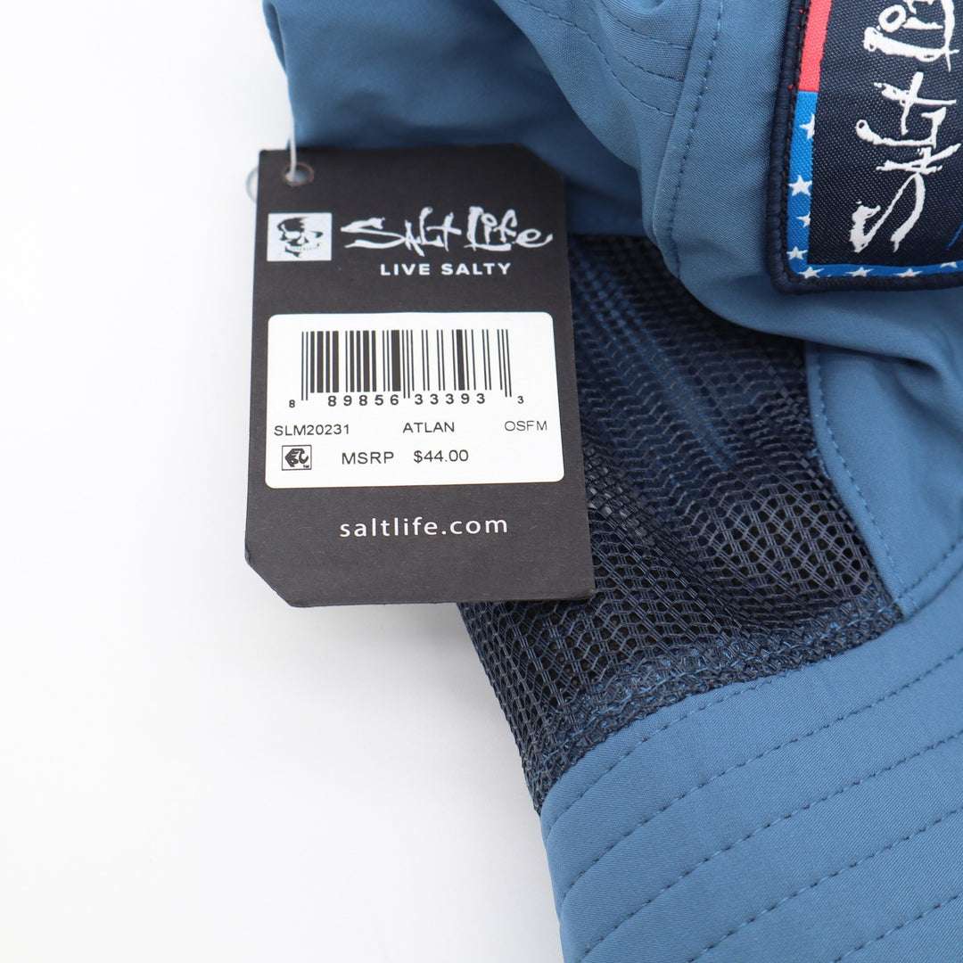 Salt Life Mens Atlantic Blue Boonie Sun Hat Mesh Performance Fishing NEW