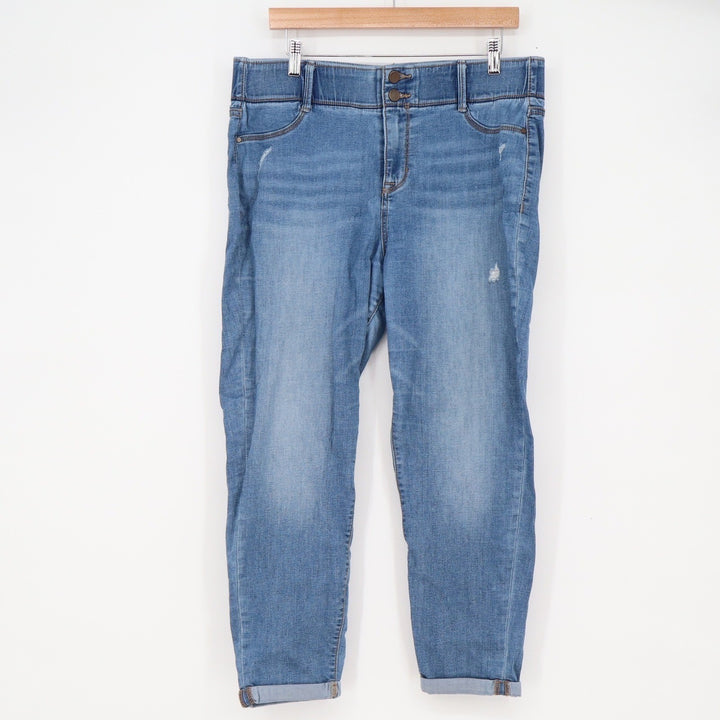 Apt. 9 Capri Jeans Womens 16 Capri Blue Elastic Waist Cuffed Excellent