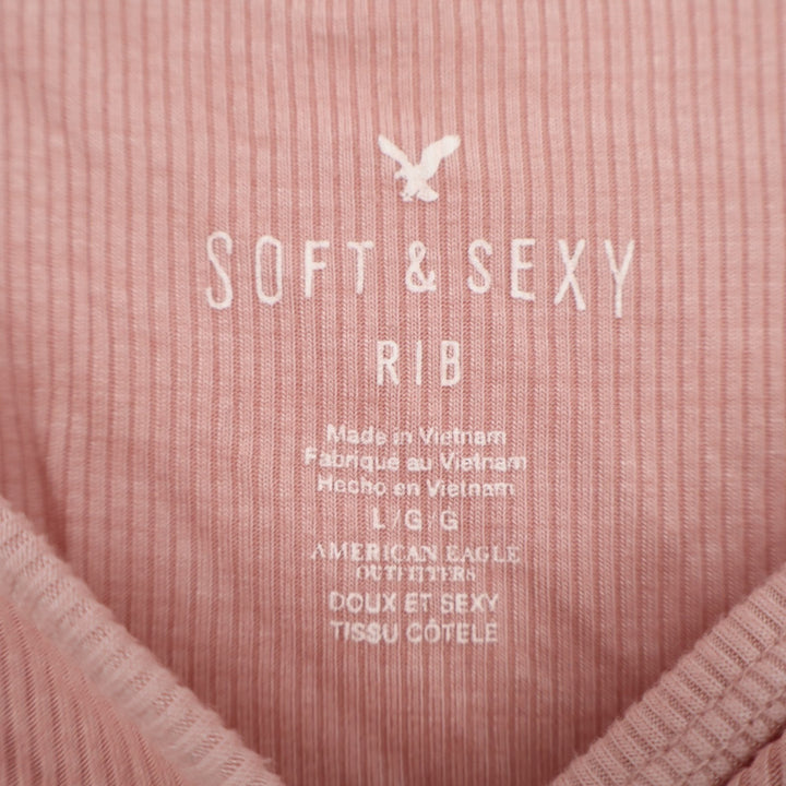American Eagle Outfitters Soft & Sexy Crop Tank Top Womens Large Blush Ribbed