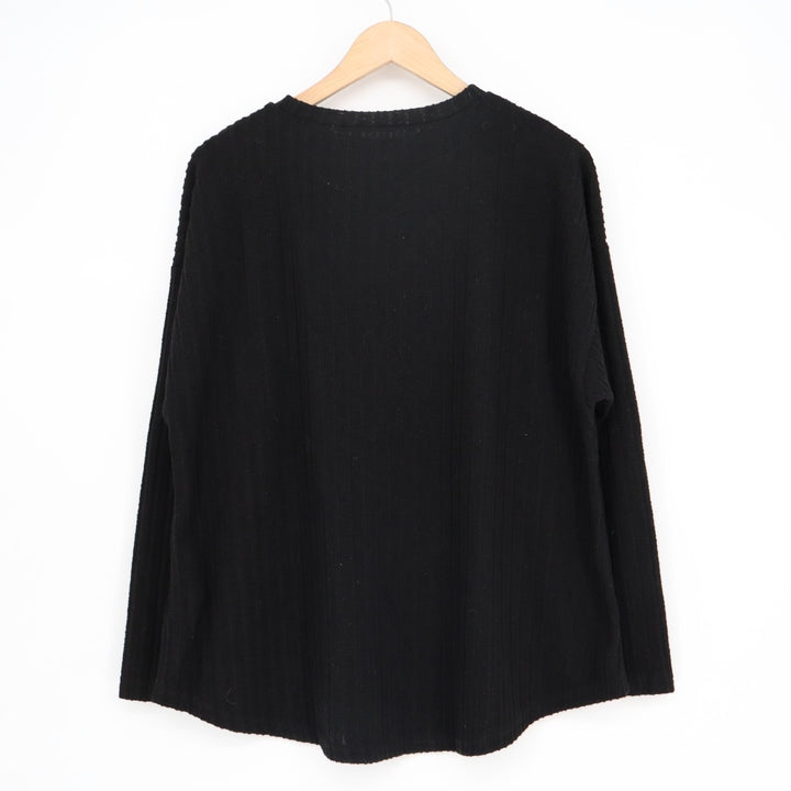 SheIn Sweater Womens Medium Black Ribbed Knit Stretch Long Sleeve Crew Neck