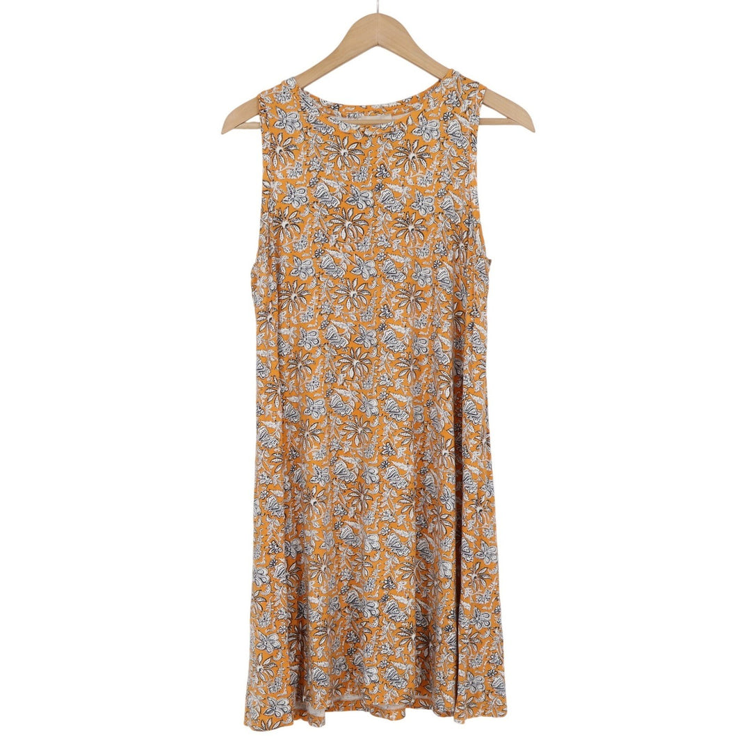 Loft Outlet Orange Floral Sleeveless Swing Mini Dress Womens Medium