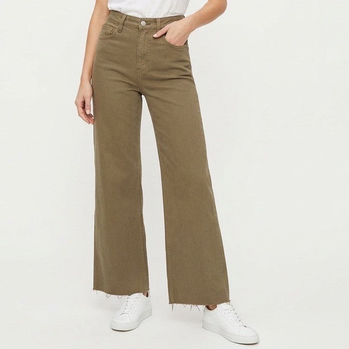 Reformation Emma High Rise Wide Leg Jeans Womens 24 Khaki Denim Cotton Stretch