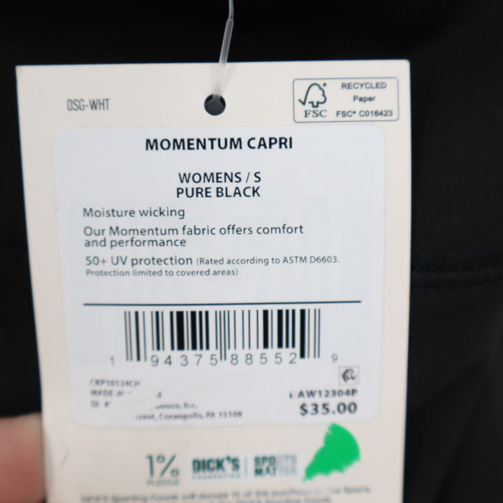 DSG Momentum Capri Womens Small Pure Black High Rise Athletic Leggings