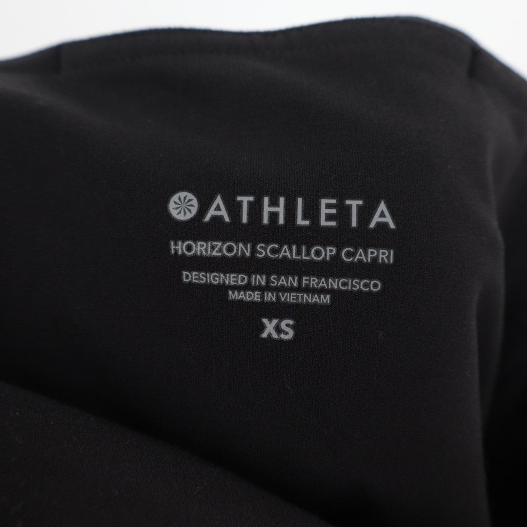 Athleta Horizon Scallop Capri Leggings Womens XS Black Stretch High Waist Active