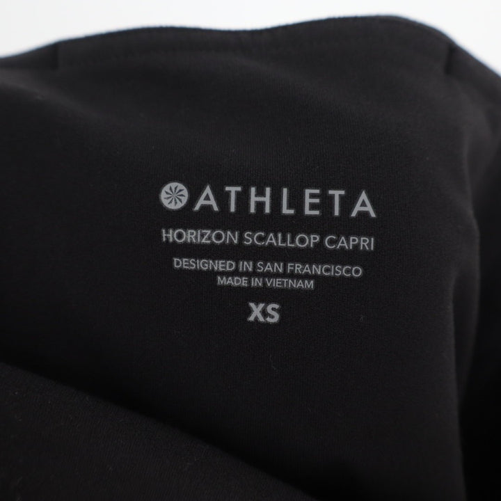 Athleta Horizon Scallop Capri Leggings Womens XS Black Stretch High Waist Active