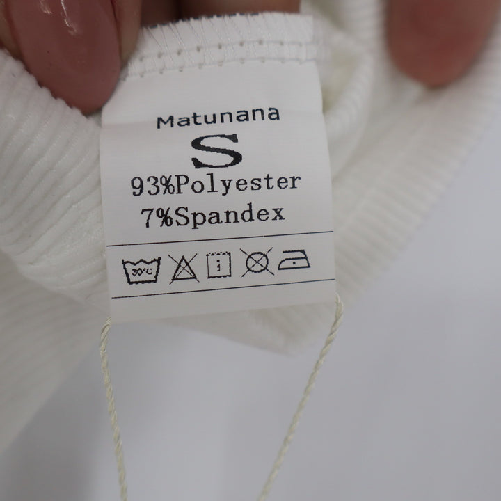 Matunana Womens Ribbed Tank Top White Button Back Sleeveless Crew Neck Small NEW