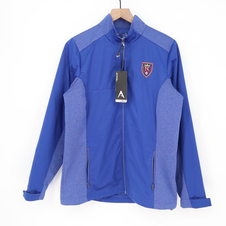 Antigua Real Salt Lake MLS Womens Revolve Full Zip Jacket Royal Blue Large NEW