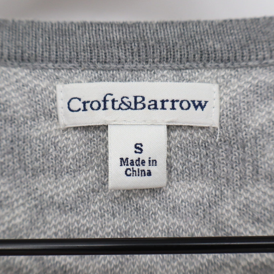 Croft & Barrow Pullover Womens S Geometric Gray White Long Sleeve Excellent