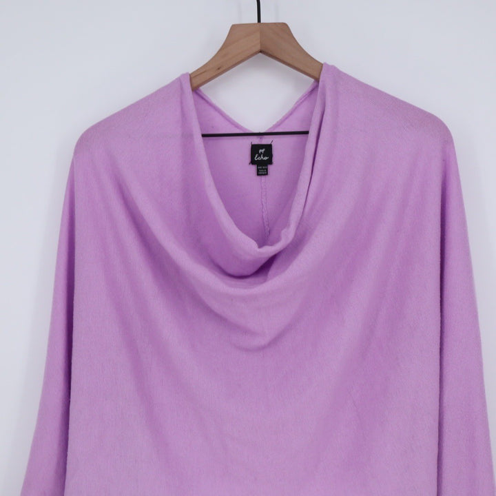 Echo Lavender Purple Knit Poncho Cowl Neck One Size