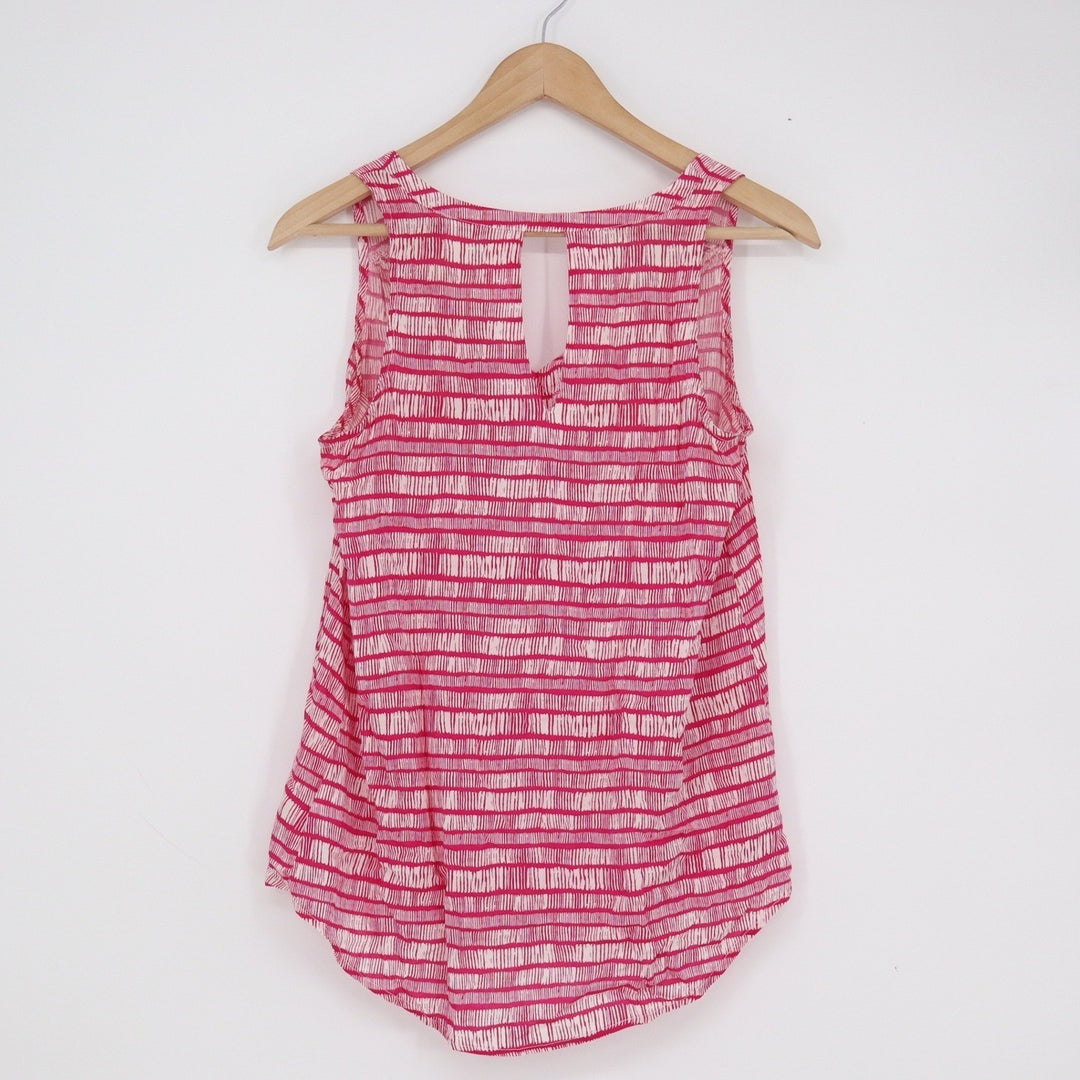 Old Navy Pink Abstract Stripe V-Neck Tank Top Sleeveless Keyhole Small Tall