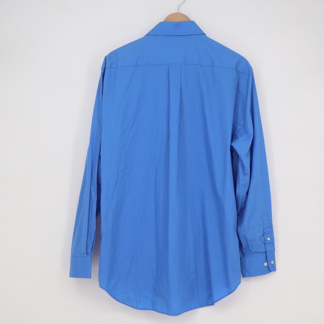 Haggar Mens Fitted Dress Shirt Blue Long Sleeve Cotton Blend 17-17.5 34/35