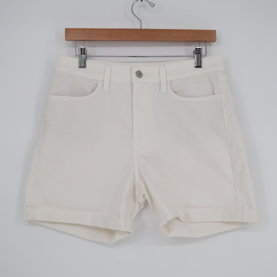 Old Navy Wow Shorts Womens 8 White Denim Cotton Stretch High Rise Street Wear