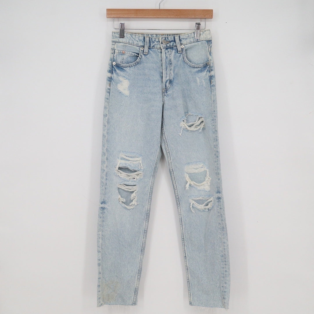 &DENIM H&M Light Wash Distressed Boyfriend Jeans Low Waist Size 0