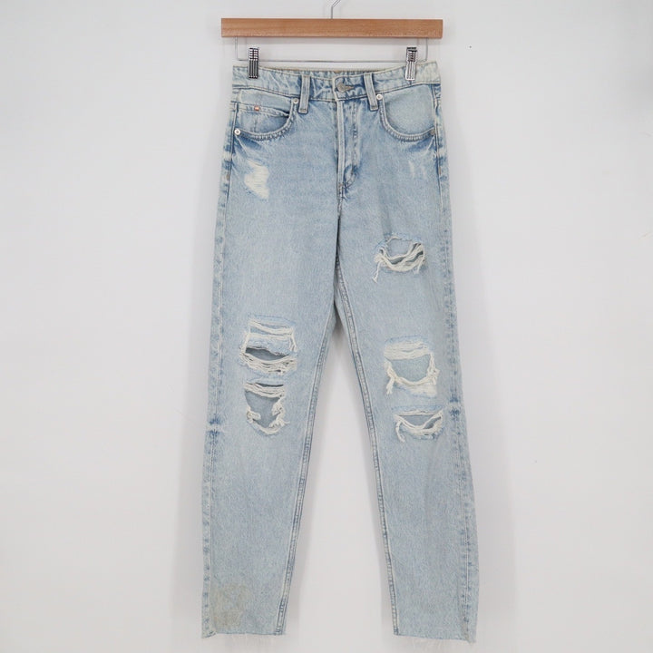 &DENIM H&M Light Wash Distressed Boyfriend Jeans Low Waist Size 0