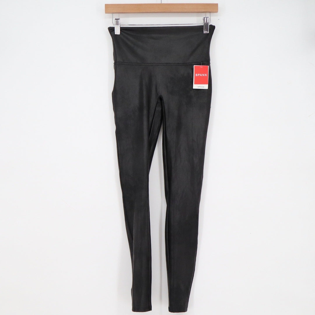 Spanx Faux Leather Leggings Black High Rise Shapewear Pants Size Medium