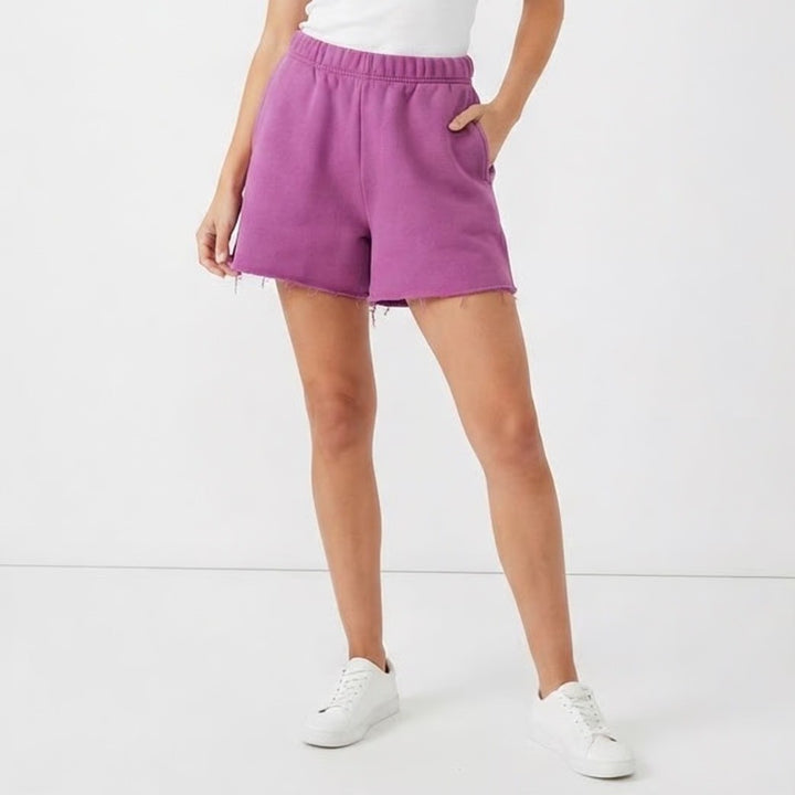 PacSun Magenta Purple Fleece Sweat Shorts Raw Hem High Waist Mens Womens Medium