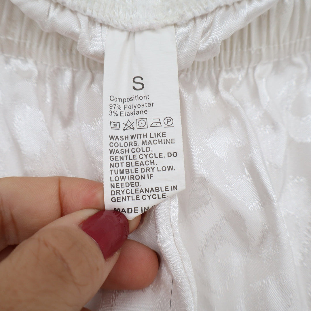 Unbranded Pajama Shorts Womens S White Leopard Jacquard Satin Piping Excellent