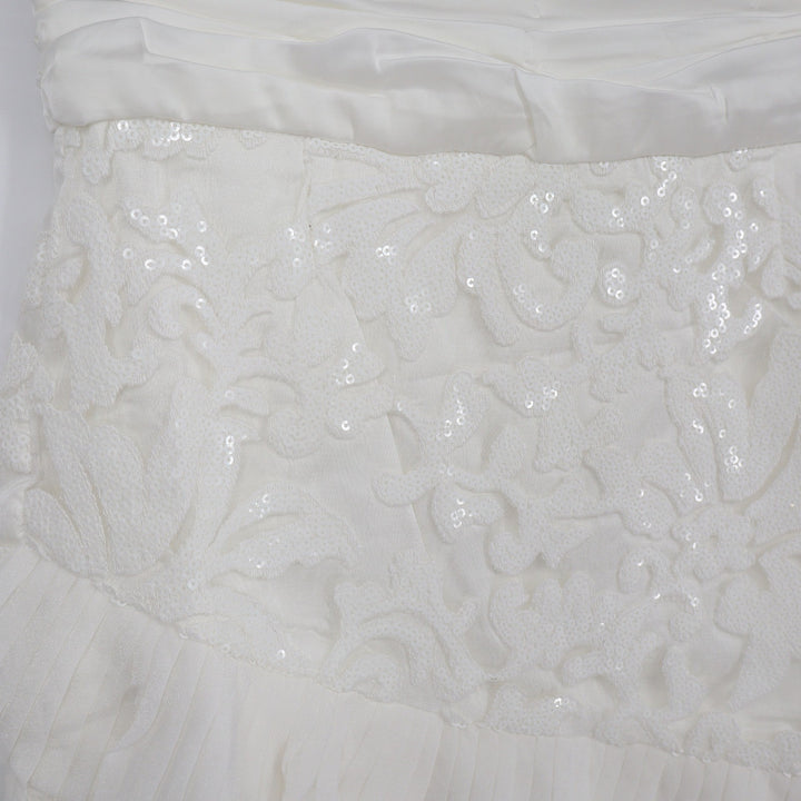 Naked Wardrobe The Statement White Sequin Floral Mini Skirt L