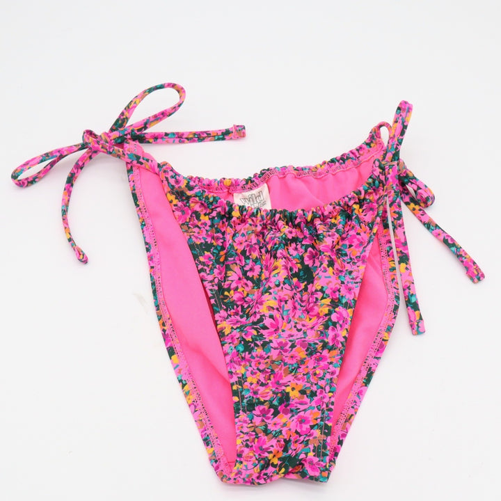 Wild Fable Bikini Bottom Womens S Side Tie Pink Floral High Leg Excellent