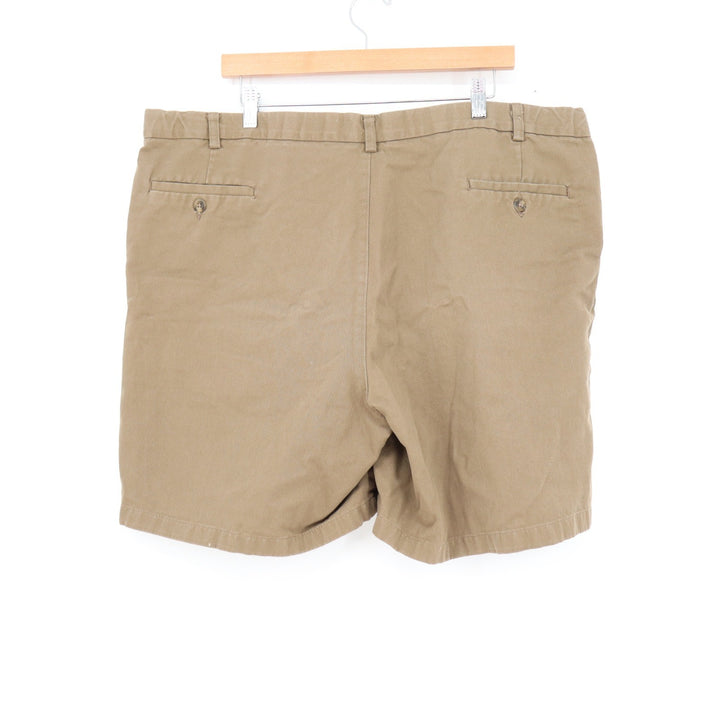 Haggar Pleated Chino Shorts Khaki Tan 100% Cotton Size 44 Relaxed Fit 7 Inseam