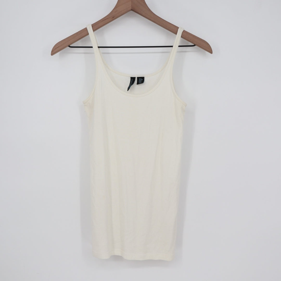 Cynthia Rowley Tank Top Womens Medium White Knit Scoop Neck Spaghetti Strap