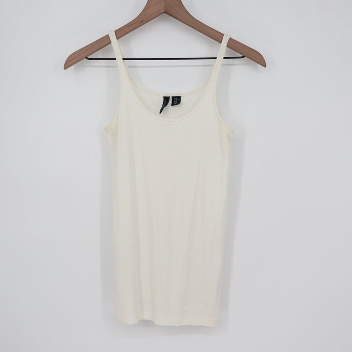 Cynthia Rowley Tank Top Womens Medium White Knit Scoop Neck Spaghetti Strap