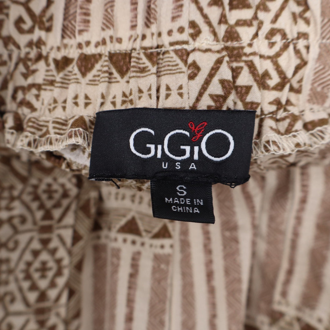 Gigio USA Shorts Womens Small Brown Aztec Tribal Print High Waist Slash Pockets