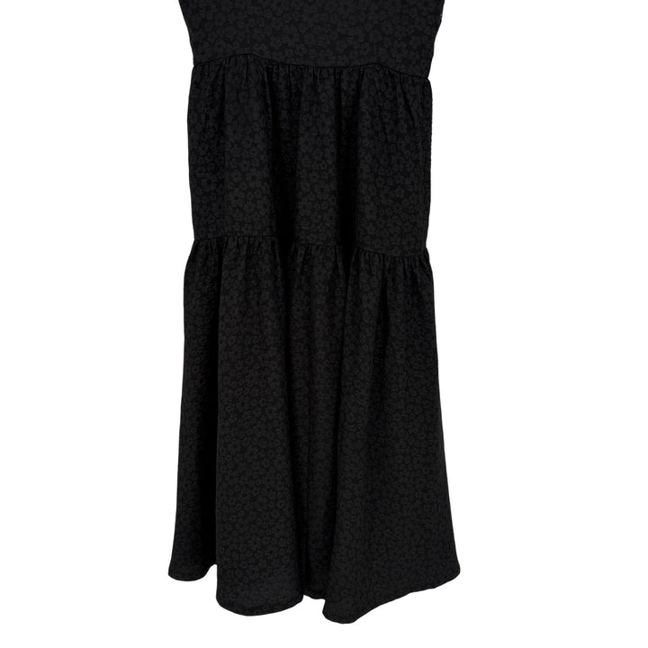 Chelsea 28 Black Textured Jacquard Tiered Midi Dress Size XS