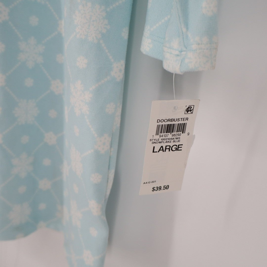 Charter Club Intimates Nightgown Womens L Blue Snowflake Round Neck Long Sleeve
