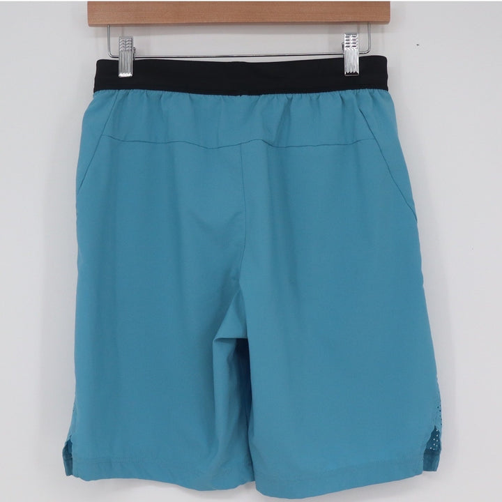 Adidas Mens Athletic Training Shorts Teal Blue Black Elastic Waist S