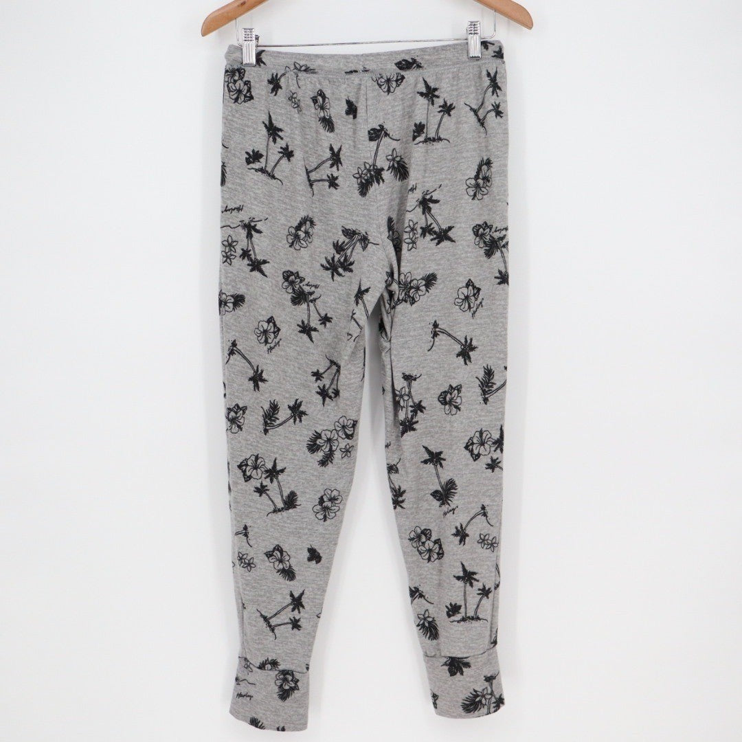 Hurley Gray Tropical Palm Tree Floral Print Jogger Sweatpants Size L