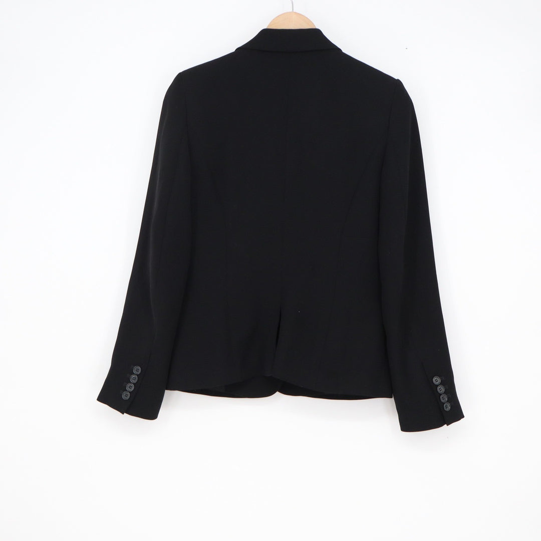 Classic Black Single Button Tailored Blazer Notched Lapel Size M