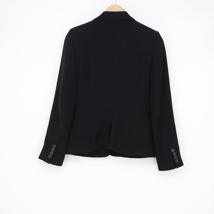 Classic Black Single Button Tailored Blazer Notched Lapel Size M