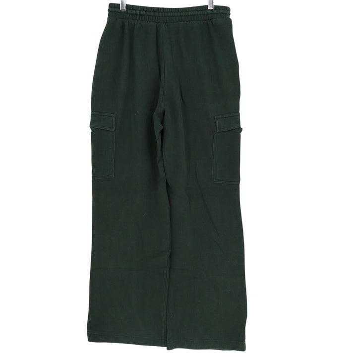 Old Navy Sweatpants Womens Medium Tall Olive Green Cotton Cargo Pockets Wide Leg