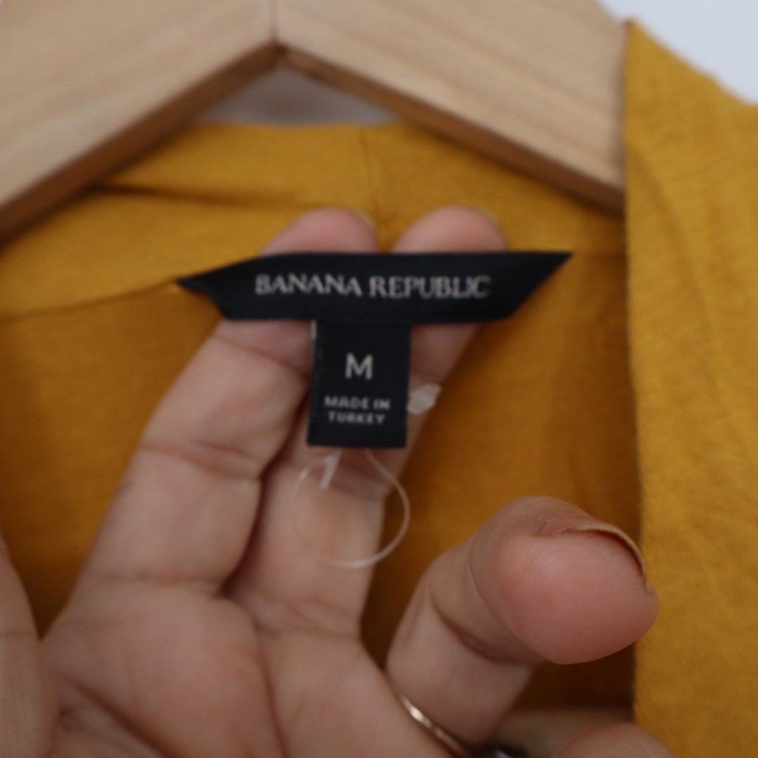 Banana Republic Mustard Yellow Wrap Top Long Sleeve Modal Surplice Medium