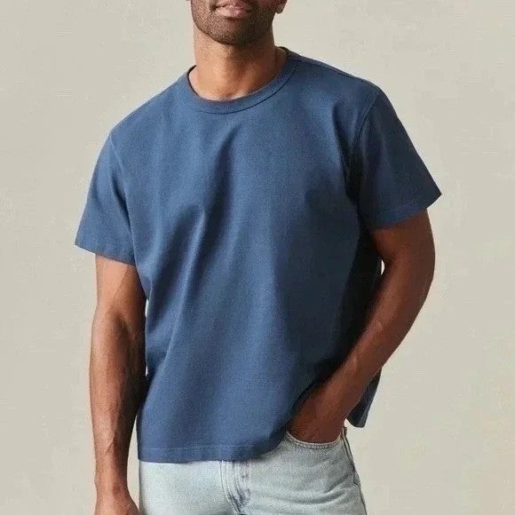 American Giant Everest Tee Shirt Mens XL Blue Ringspun Cotton Jersey Boxy Fit