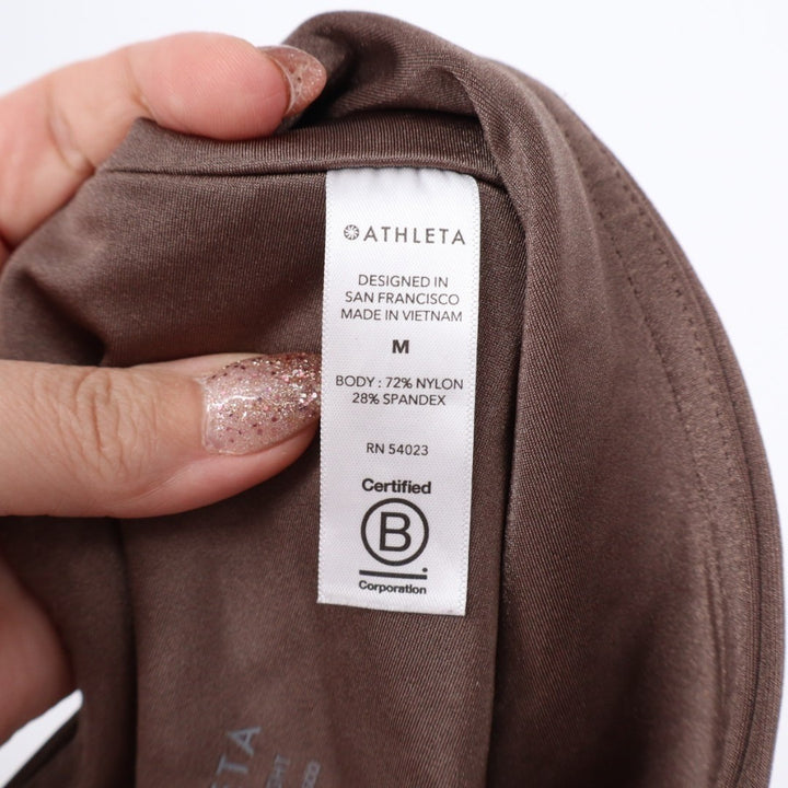 Athleta Elation Shine Tight Leggings Women Medium Brown Stretch Nylon High Waist