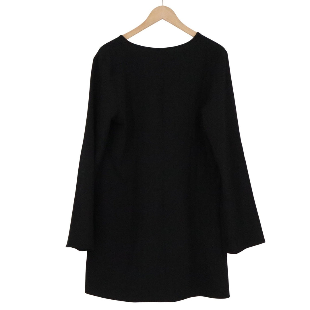 HM Black Long Sleeve V-Neck Shift Tunic Dress Size M Solid Minimalist