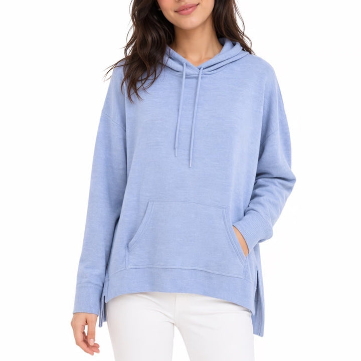 Aerie Just Add Leggings Tunic Top Womens Large Blue Space Dye Stretch Cowl Neck