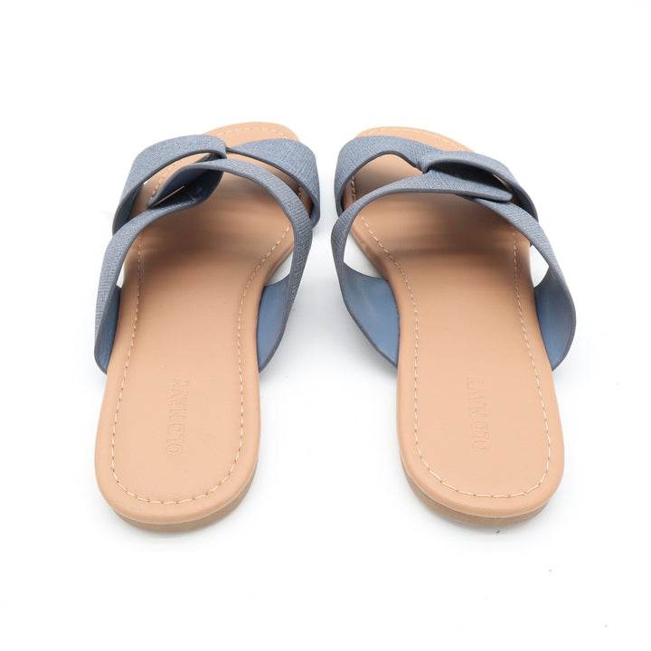 Old Navy HTTP Flat Link Chambray Blue Crisscross Slide Sandals Mens 8.5