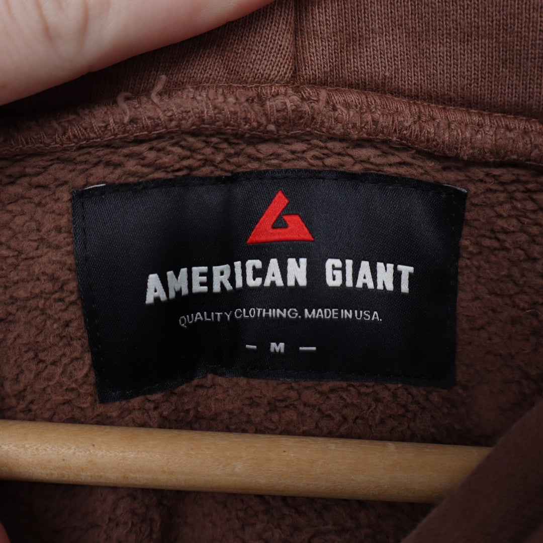 American Giant American Vintage Hoodie Unisex M Brown Cotton Kangaroo Pocket