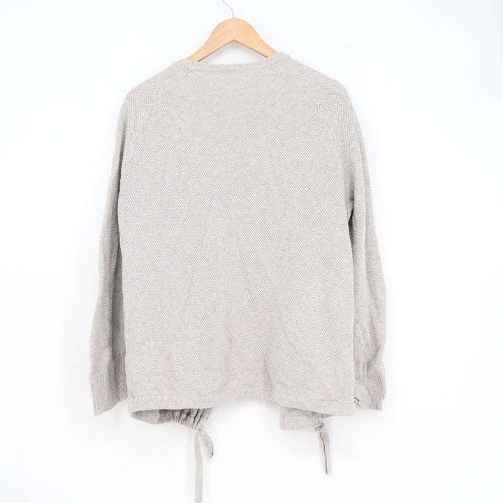 Madewell Gray Open Front Drawstring Hem Cardigan Sweater Textured Knit Pockets